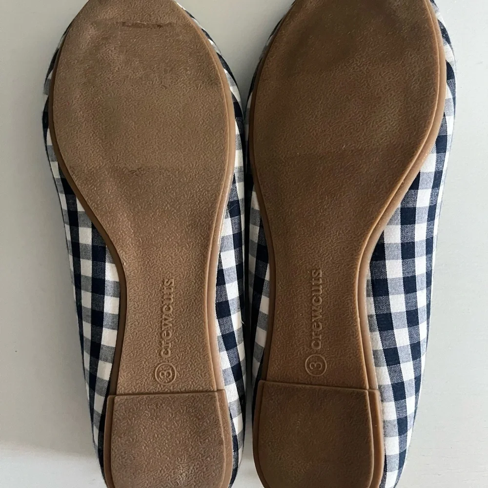 J.Crew Crewcuts Little Girl Gingham Checkered Ballet Flats Navy Size 3 GUC